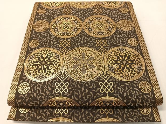 平和屋着物●西陣 織楽浅野 六通柄袋帯 吉祥丸文 金糸 正絹 逸品 CABJ7457vp