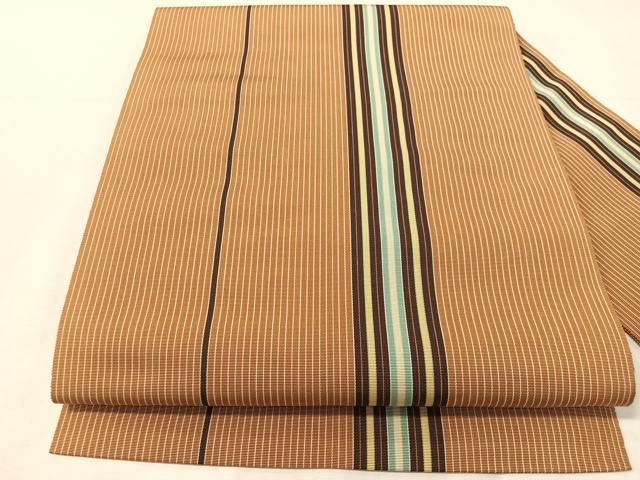平和屋着物●本場筑前博多織 八寸名古屋帯 間道 正絹 逸品 CABJ7460vp