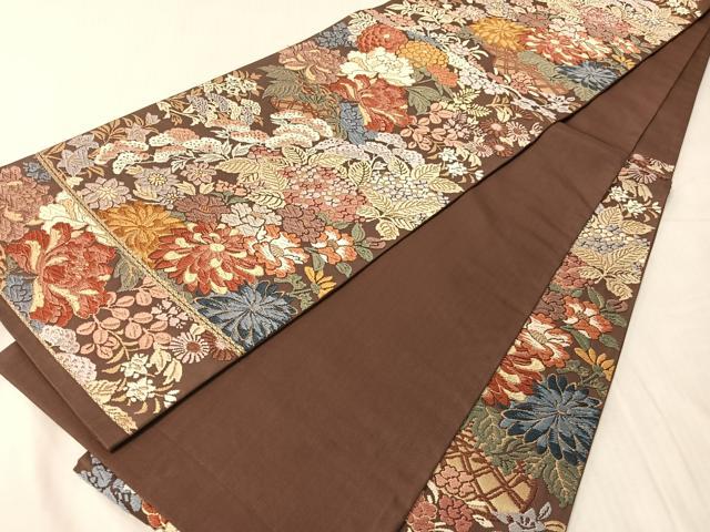 平和屋着物●六通柄袋帯 唐織 花篭文 金糸 正絹 逸品 CABJ7465vp