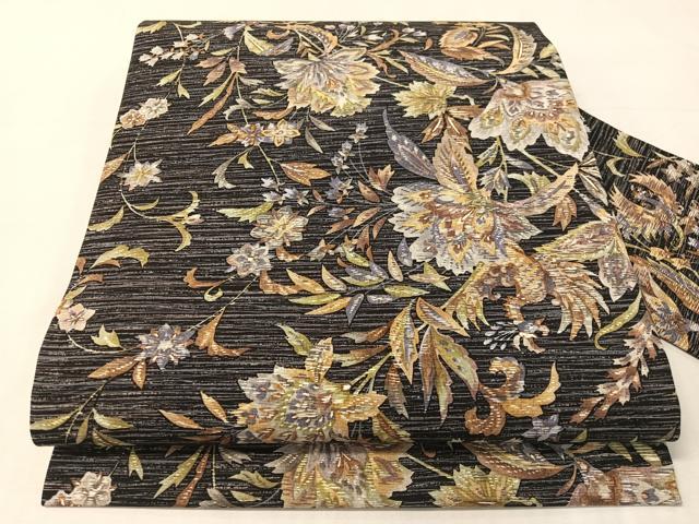 平和屋着物●全通柄 九寸名古屋帯 更紗文 正絹 逸品 CABJ7471vp