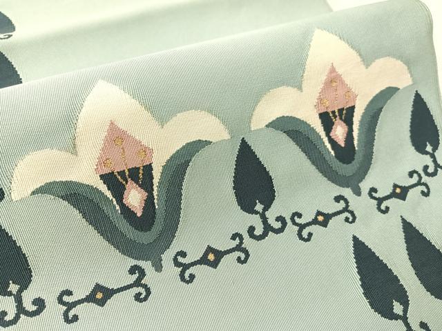 平和屋着物●八寸名古屋帯 綴れ 吉祥花文 金糸 正絹 逸品 CABJ7472vp