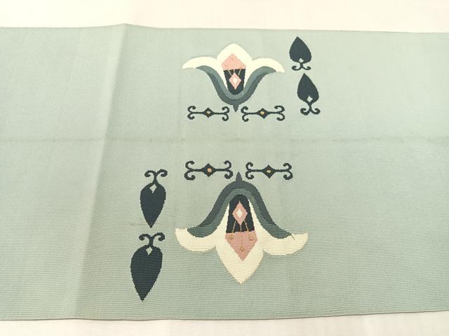 平和屋着物●八寸名古屋帯 綴れ 吉祥花文 金糸 正絹 逸品 CABJ7472vp