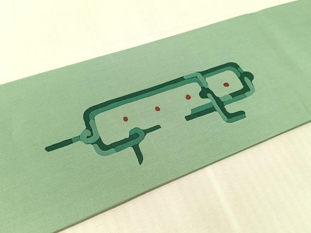 平和屋着物●塩瀬 九寸名古屋帯 ろうけつ染 吉祥花丸文 正絹 逸品 CABJ7474vp