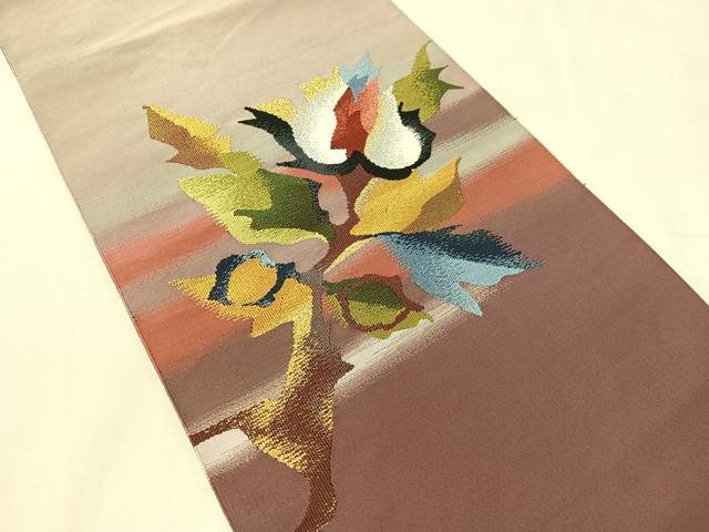 平和屋着物●爪掻き本綴れ 八寸名古屋帯 霞更紗文 金糸 正絹 逸品 CABJ7476vp