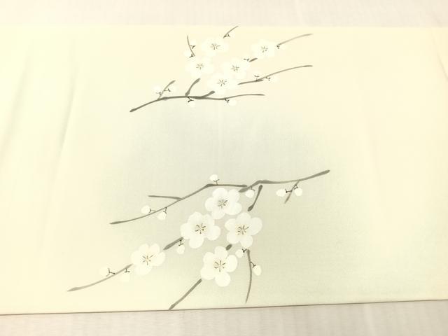 平和屋着物●塩瀬 九寸開き名古屋帯 手描き枝花文 正絹 逸品 CABJ7477vp