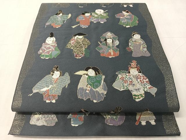 平和屋着物●太鼓柄袋帯 紹巴 唐子 金糸 正絹 逸品 未使用 CABJ7485vp