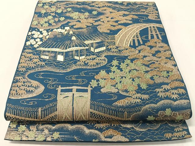 平和屋着物●西陣 川島織物 六通柄 本袋帯 御所解文 金糸 正絹 逸品 CABJ7488vp