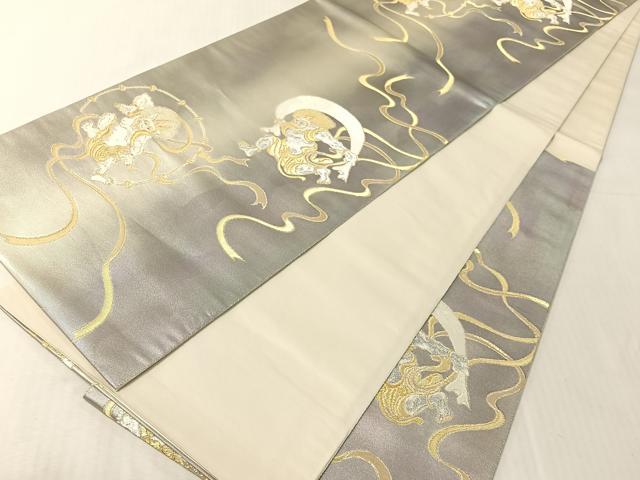平和屋着物●六通柄袋帯 風神雷神 金銀糸 引箔 正絹 逸品 CABJ7490vp