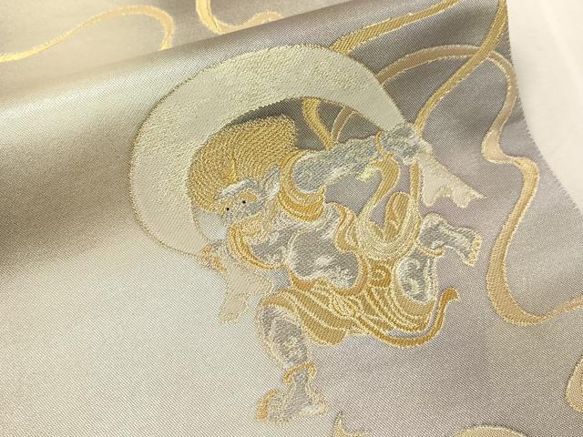 平和屋着物●六通柄袋帯 風神雷神 金銀糸 引箔 正絹 逸品 CABJ7490vp