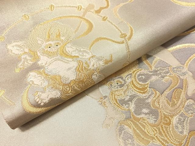 平和屋着物●六通柄袋帯 風神雷神 金銀糸 引箔 正絹 逸品 CABJ7490vp