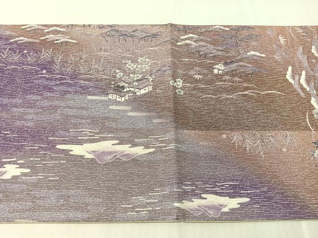 平和屋着物●両方向 全通柄袋帯 御所解文 銀通し地 正絹 逸品 CABJ7491vp