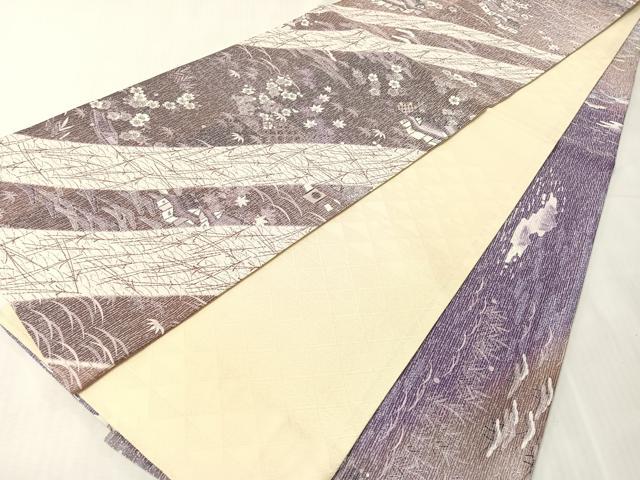 平和屋着物●両方向 全通柄袋帯 御所解文 銀通し地 正絹 逸品 CABJ7491vp