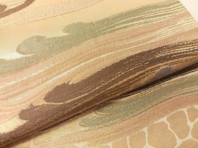 平和屋着物●西陣 長谷川織物 九寸開き名古屋帯 霞文 金糸 正絹 逸品 CABJ7494vp