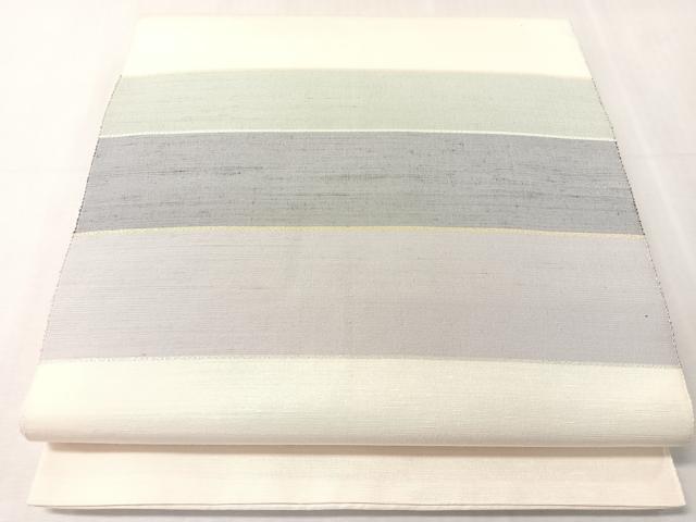平和屋着物●能州紬 絲藝苑 上島洋山 両面 全通柄袋帯 道化師 ピエロ 横段文 金銀糸 正絹 逸品 未使用 CABJ7498vp