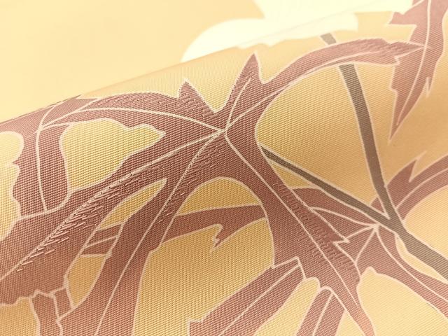 平和屋着物●塩瀬 九寸名古屋帯 刺繍 草花文 正絹 逸品 CABJ7505vp