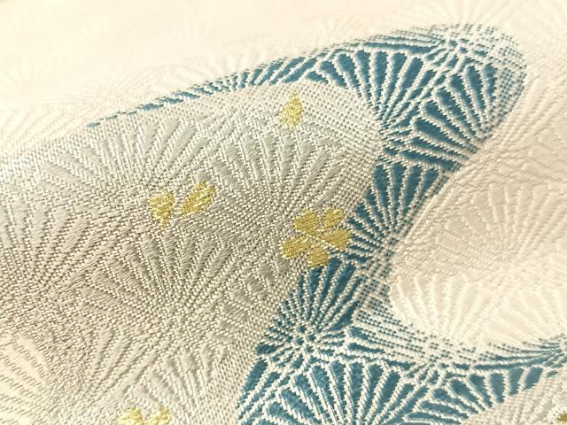 平和屋着物●六通柄袋帯 流水花鳥文 金銀糸 正絹 逸品 CABJ7509vp