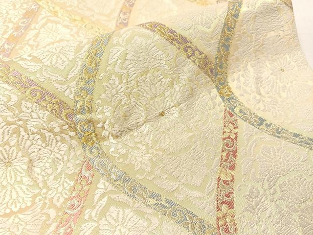 平和屋着物●六通柄袋帯 唐織 網目花文 金糸 正絹 逸品 CABJ7515vp