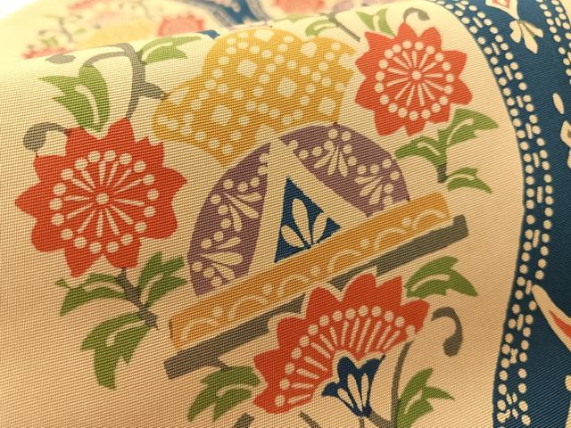 平和屋着物●塩瀬 全通柄 九寸名古屋帯 型染め 立涌船花文 正絹 逸品 CABJ7524vp