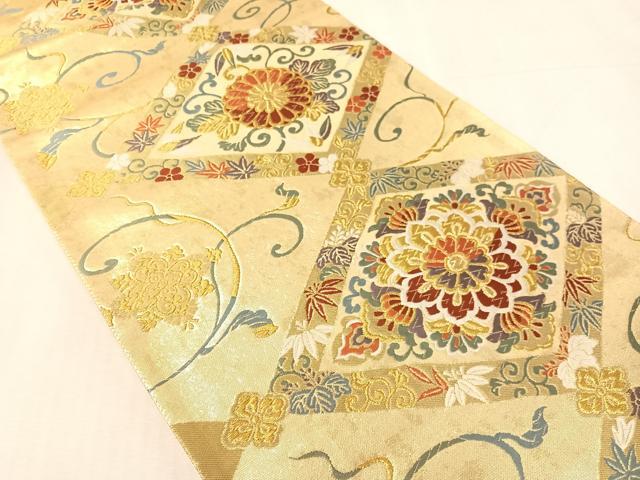 平和屋着物●六通柄袋帯 唐織 菱能衣文 金糸 正絹 逸品 CABJ7537vp