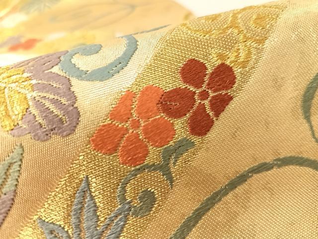 平和屋着物●六通柄袋帯 唐織 菱能衣文 金糸 正絹 逸品 CABJ7537vp