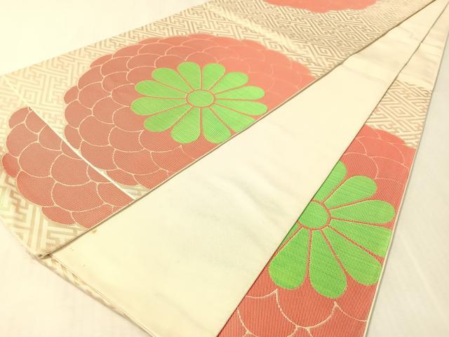 平和屋着物●桝屋高尾 六通柄 本袋帯 菊 金糸 正絹 逸品 CABJ7541vp