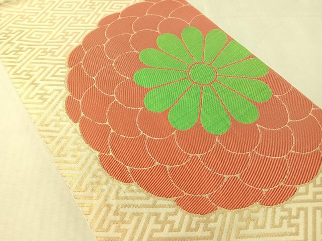 平和屋着物●桝屋高尾 六通柄 本袋帯 菊 金糸 正絹 逸品 CABJ7541vp