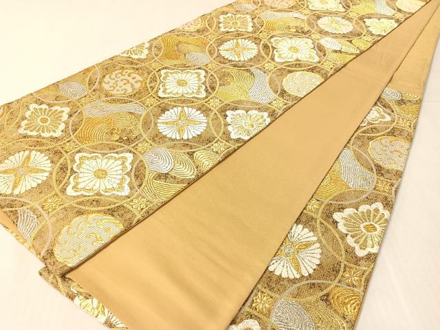 平和屋着物●六通柄袋帯 立波花丸繋ぎ 金銀糸 正絹 逸品 CABJ7549vp