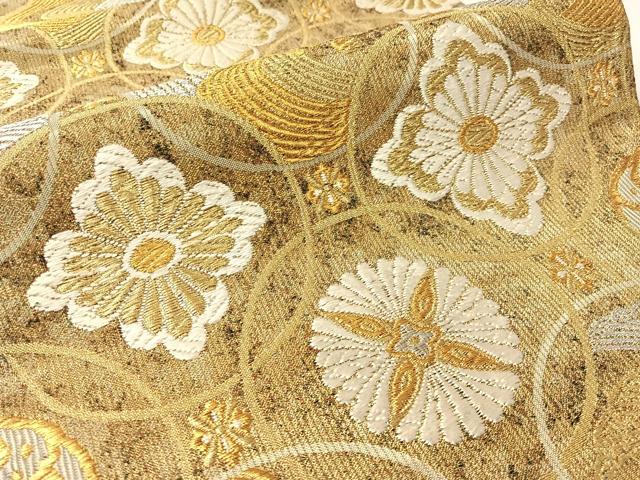 平和屋着物●六通柄袋帯 立波花丸繋ぎ 金銀糸 正絹 逸品 CABJ7549vp