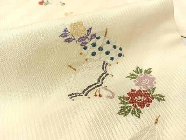 平和屋着物●九寸名古屋帯 傘に花 正絹 逸品 CABJ7552vp