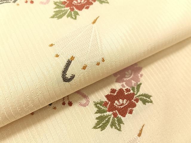 平和屋着物●九寸名古屋帯 傘に花 正絹 逸品 CABJ7552vp