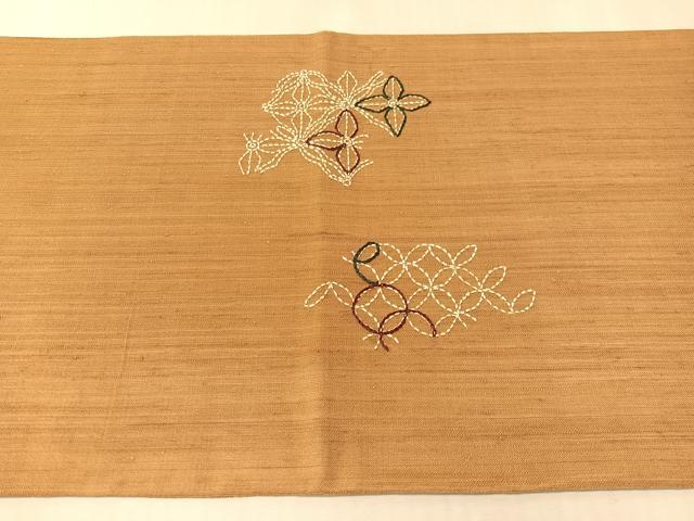 平和屋着物●中国三大刺繍 相良刺繍 総刺繍 刺し子 太鼓柄袋帯 抽象文様正絹 逸品 CABJ7559vp