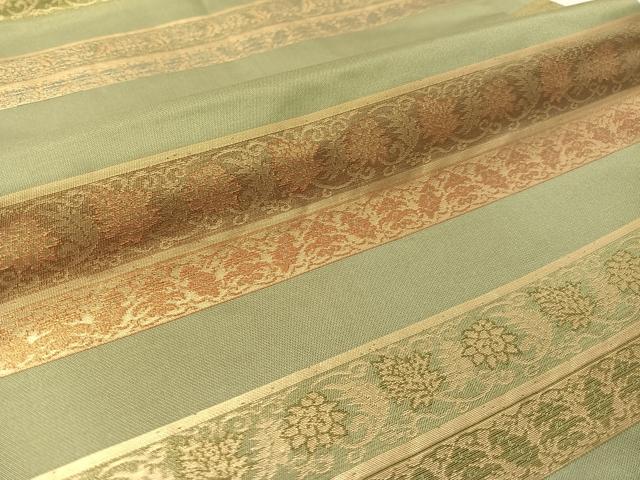 平和屋着物●九寸名古屋帯 横段更紗文 金糸 正絹 逸品 CABJ7562vp