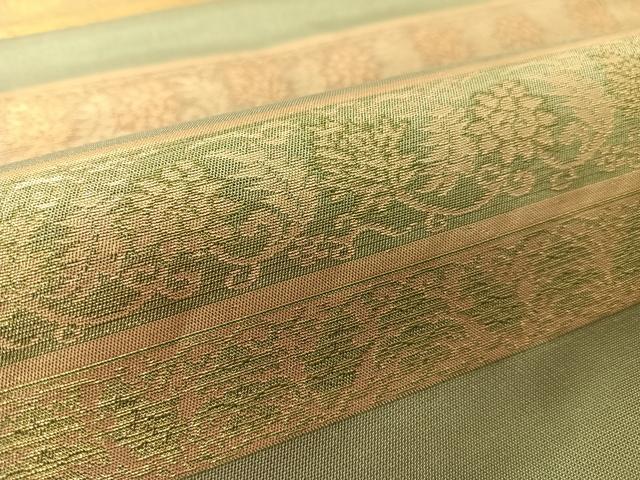 平和屋着物●九寸名古屋帯 横段更紗文 金糸 正絹 逸品 CABJ7562vp