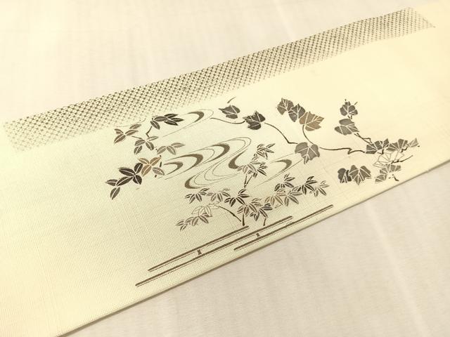 平和屋着物●九寸名古屋帯 紬地 御所解文 正絹 逸品 CABJ7564vp