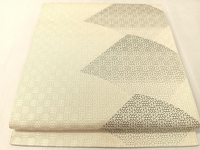 平和屋着物●本場筑前博多織 八寸名古屋帯 幾何学文様 正絹 逸品 CABJ7569vp