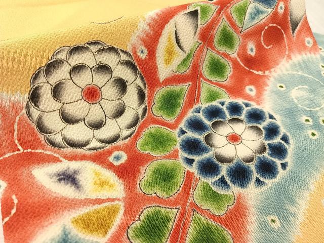 平和屋着物●九寸名古屋帯 作家物 草花文 鬼しぼ縮緬 正絹 逸品 CABJ7574vp