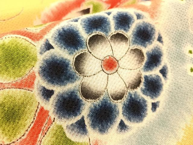 平和屋着物●九寸名古屋帯 作家物 草花文 鬼しぼ縮緬 正絹 逸品 CABJ7574vp
