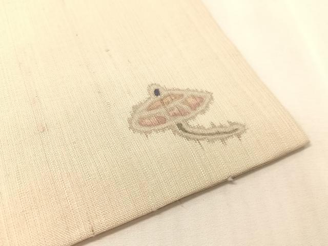 平和屋着物●九寸開き名古屋帯 紬地 ろうけつ染 枝花文 正絹 逸品 CABJ7585vp