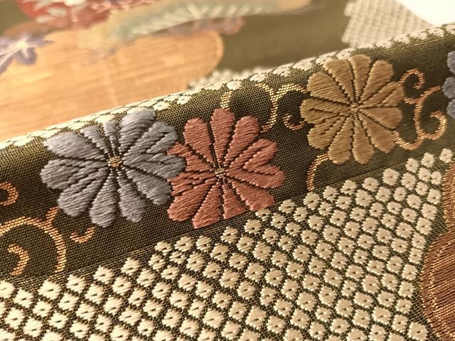 平和屋着物●ファッションデザイナー 花井幸子 六通柄袋帯 唐織 雲取り花松舟文 金糸 正絹 逸品 CABJ7587vp