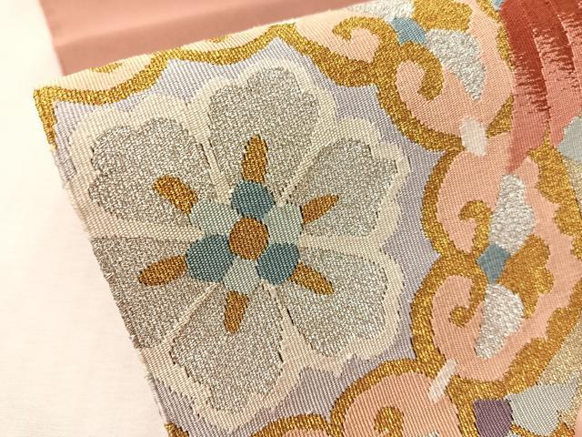 平和屋着物●爪掻き本綴れ 八寸名古屋帯 花喰鳥 金銀糸 正絹 逸品 未使用 CABJ7588vp