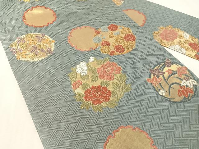 平和屋着物●九寸名古屋帯 唐織 雪輪花文 金糸 正絹 逸品 CABJ7589vp