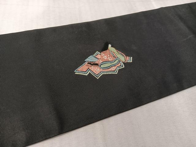 平和屋着物●総刺繍 九寸名古屋帯 平安人物風景文 黒地 CABJ7592vp
