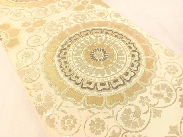 平和屋着物●六通柄 本袋帯 花唐草丸文 金糸 正絹 逸品 CABJ7596vp