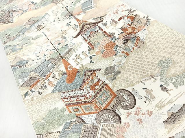 平和屋着物◎六通柄袋帯 唐織 祇園会図 金糸 正絹 逸品 CABJ7603nb