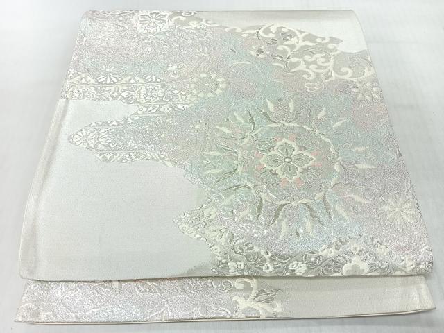 平和屋着物◎六通柄袋帯 唐織 更紗花唐草文 銀糸 正絹 逸品 CABJ7605nb