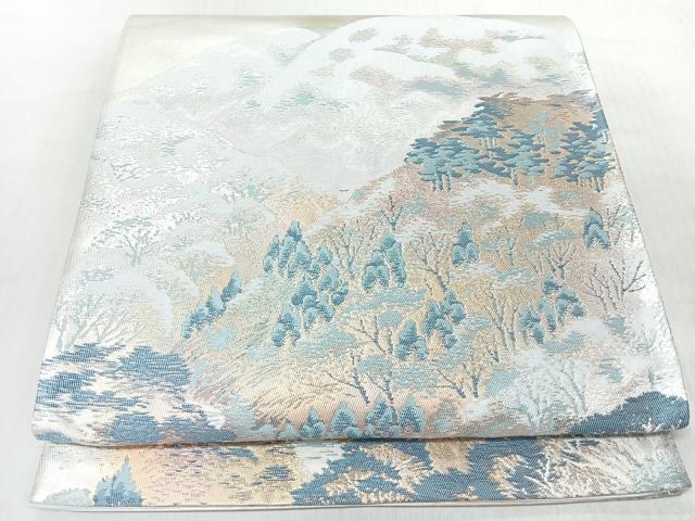 平和屋着物◎六通柄袋帯 遠山風景文 金銀糸 正絹 逸品 CABJ7608nb