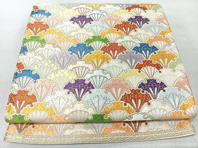 平和屋着物◎西陣 六通柄袋帯 幾何学文 金糸 正絹 逸品 CABJ7617nb