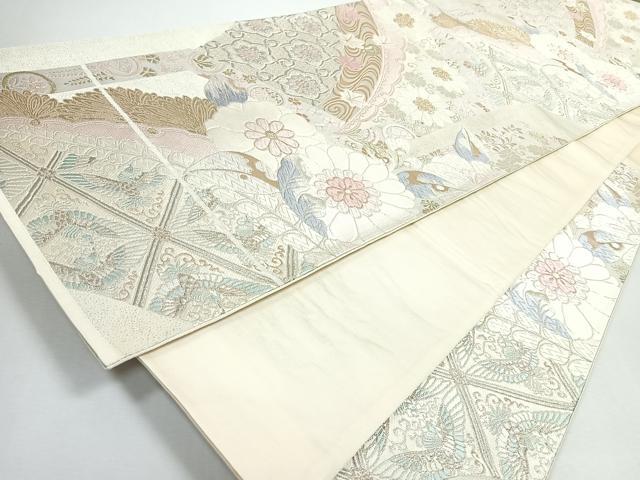 平和屋着物◎六通柄袋帯 唐織 草花文 金銀糸 正絹 逸品 CABJ7654nb