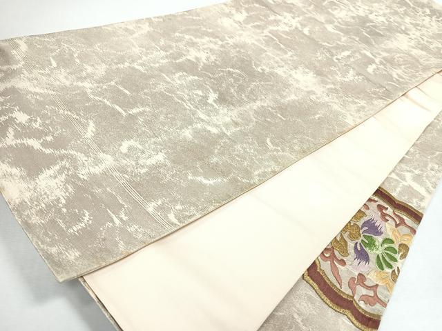 平和屋着物◎太鼓柄袋帯 総刺繍 更紗花文 金糸 正絹 逸品 CABJ7660nb