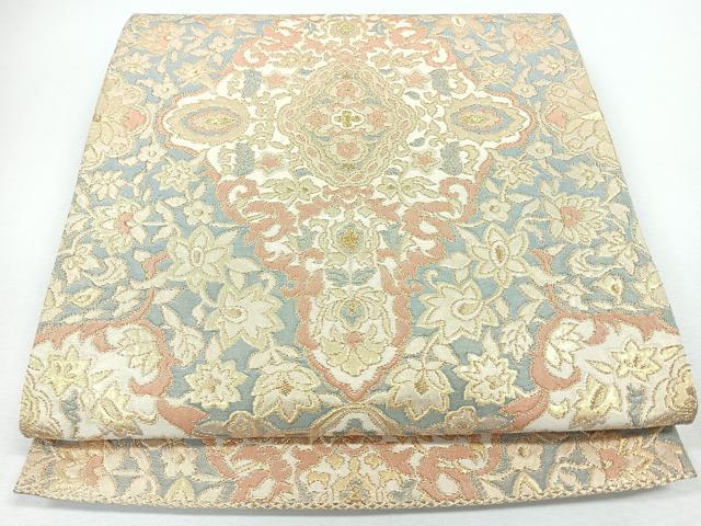 平和屋着物◎六通柄袋帯 更紗花文 金糸 正絹 逸品 CABJ7661nb
